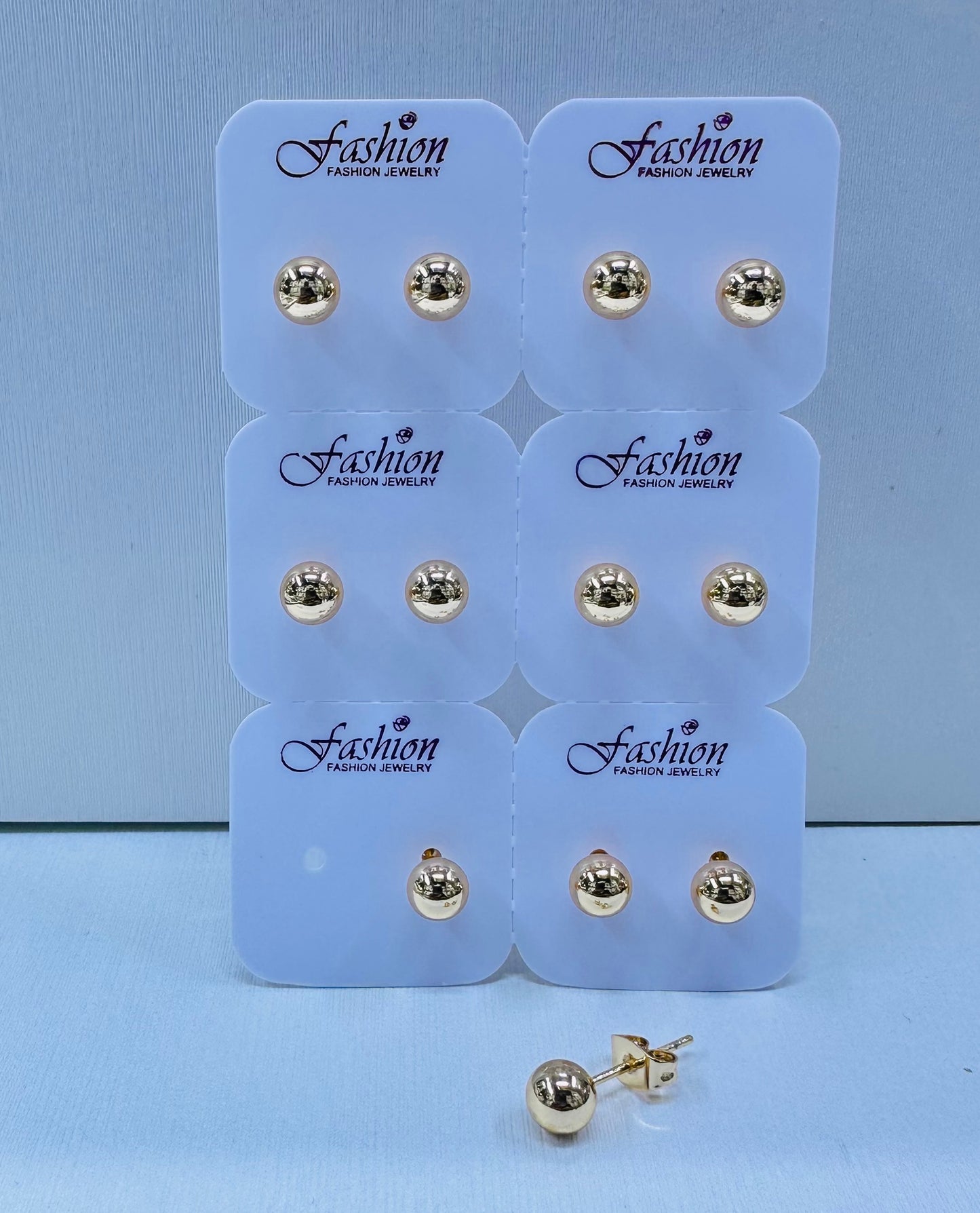 Arete bola #4 color 18k rosa por 6 pares