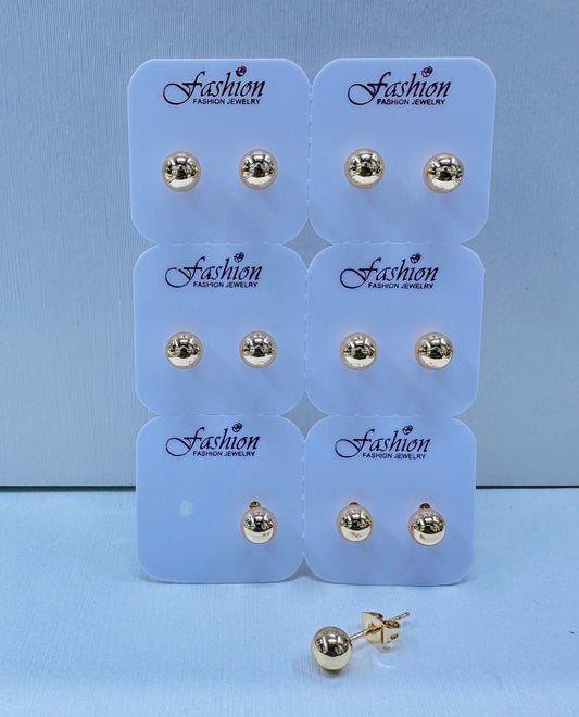 Arete bola #4 color 18k rosa por 6 pares