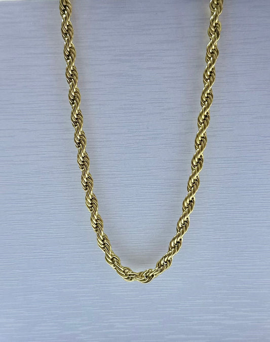 Collar en acero dorado de varón (60cm)