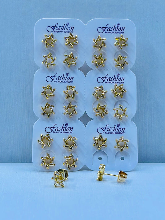 Arete bronce enchapado por 12 pares.