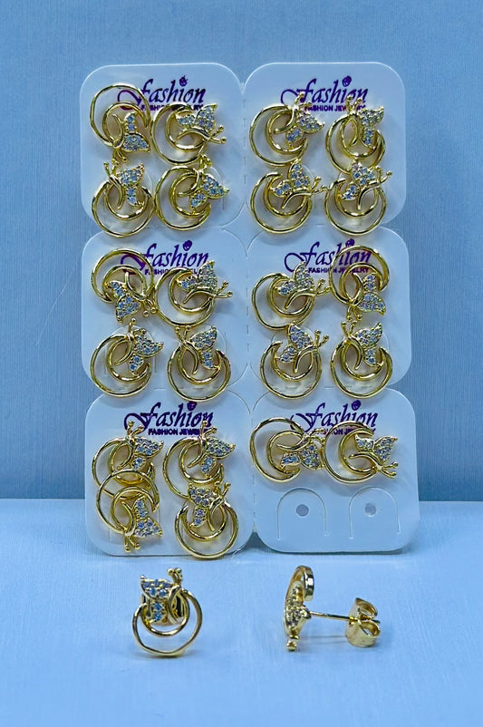 Arete bronce enchapado por 12 pares.