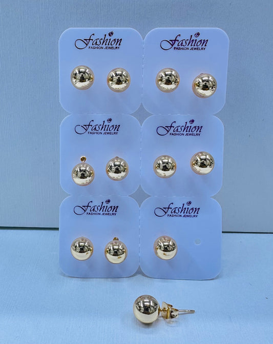 Arete bola #5 color 18k rosa por 6 pares