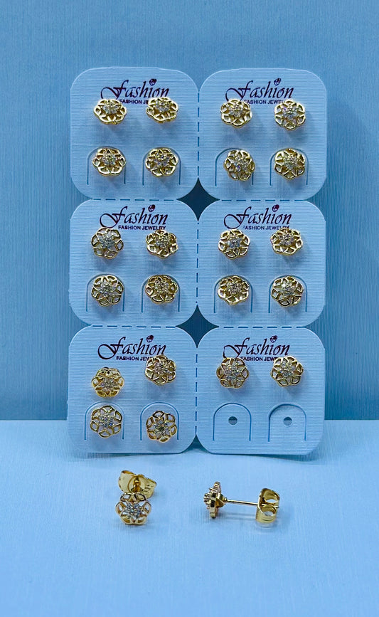 Arete bronce enchapado por 12 pares.