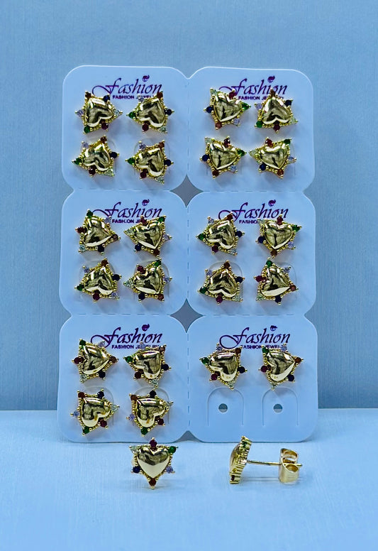 Arete bronce enchapado por 12 pares.