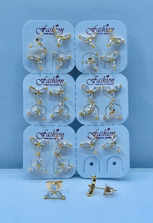Arete bronce enchapado por 12 pares.