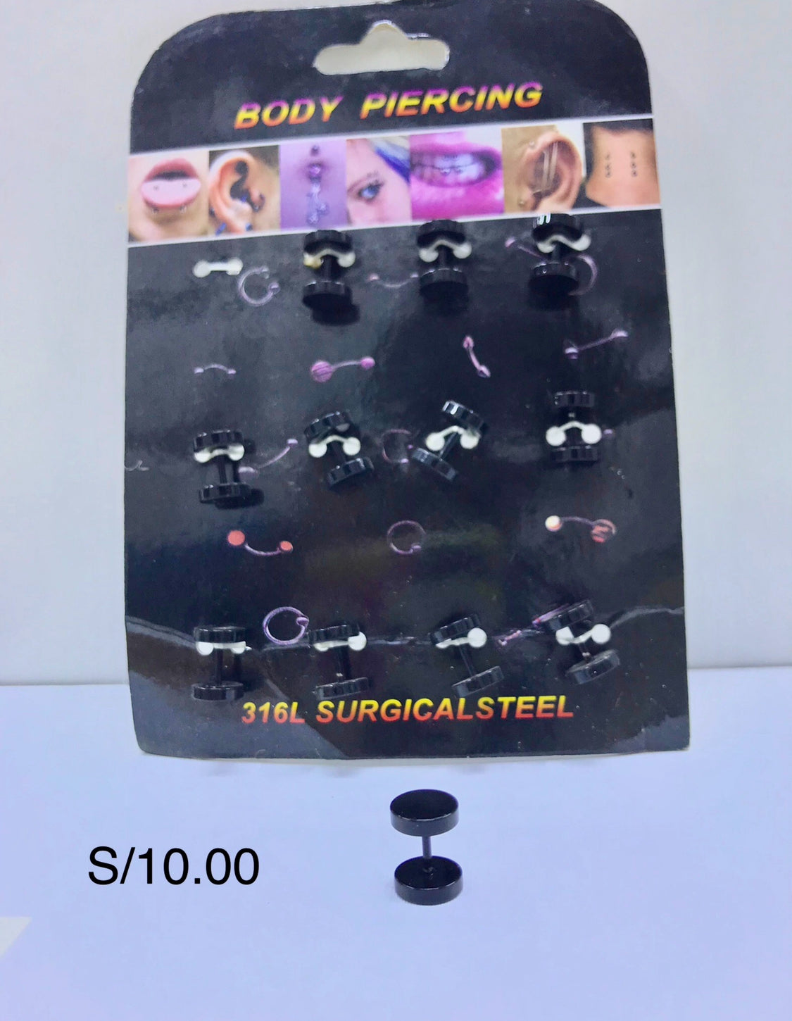 Piercing negro simulador por blíster de 12 und.
