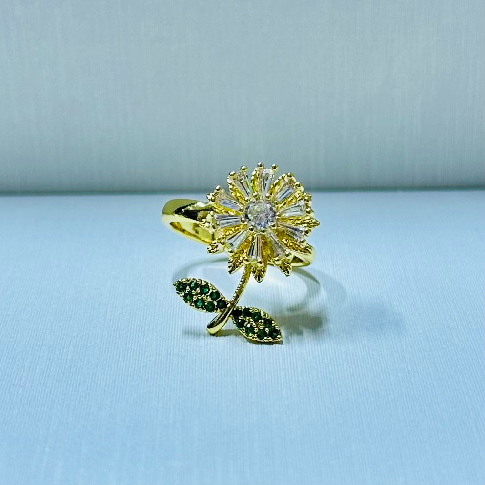 Anillo girasol giratorio regulable