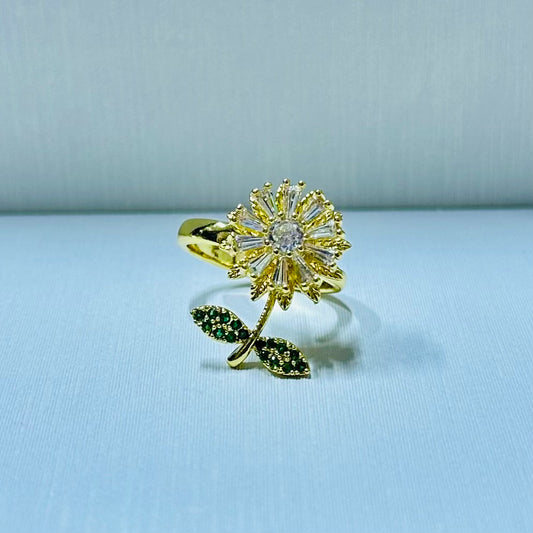 Anillo girasol giratorio regulable