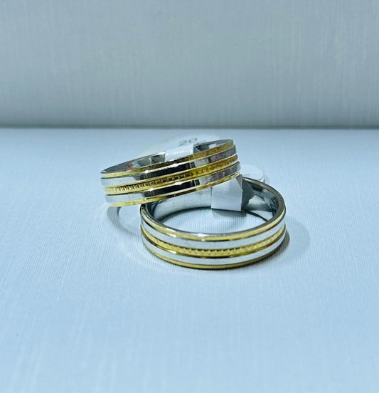 Anillo bicolor plateado y dorado (por 36 und)