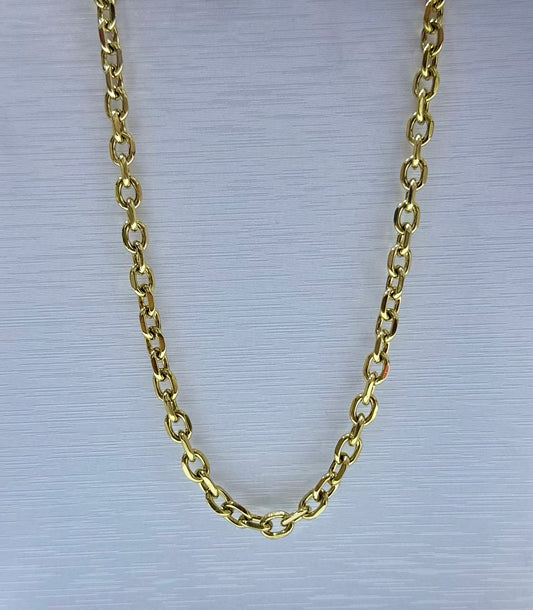 Collar en acero dorado de varón (60cm)
