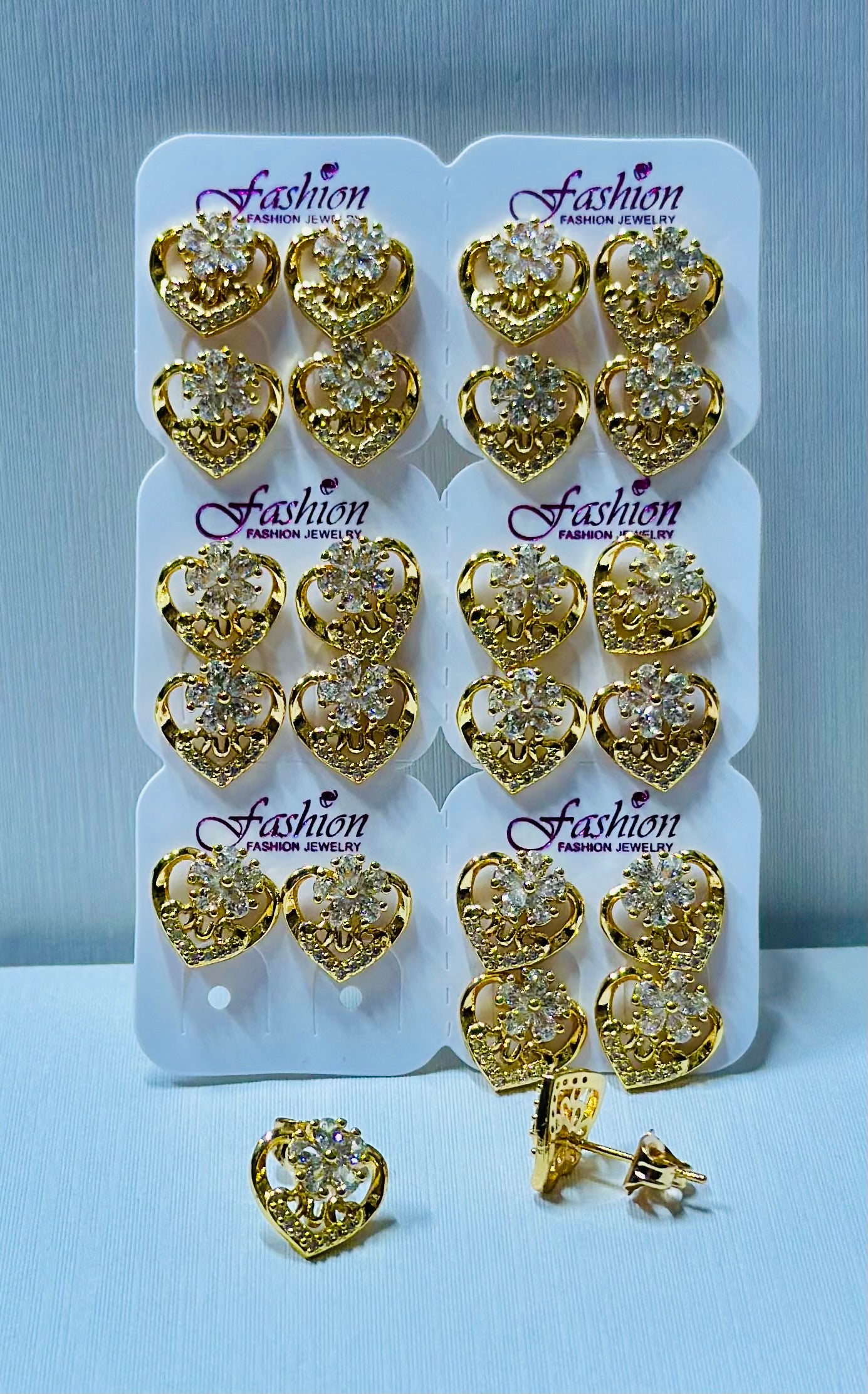 Arete corazón por 12 pares