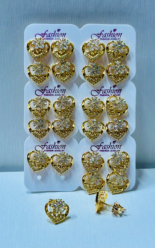 Arete corazón por 12 pares