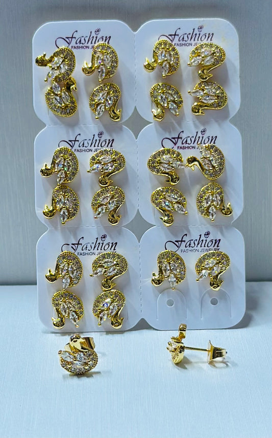Arte cisne con piedras zircon por 12 pares.