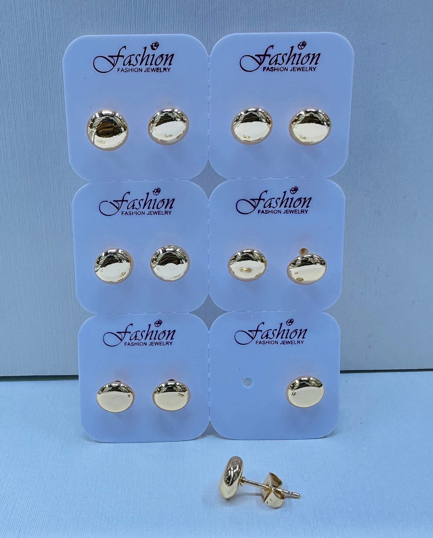 Arete media bola #2 color 18k rosa por 6 pares