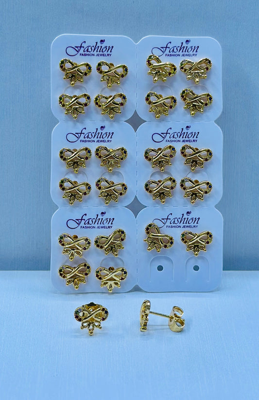 Arete bronce enchapado por 12 pares.