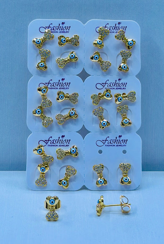 Arete bronce enchapado por 12 pares.