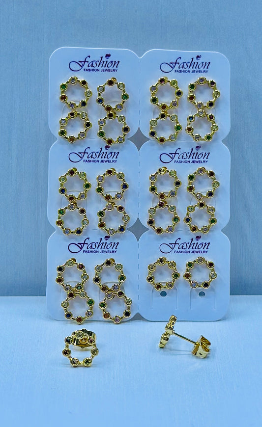 Arete bronce enchapado por 12 pares.