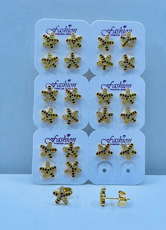 Arete bronce enchapado por 12 pares.