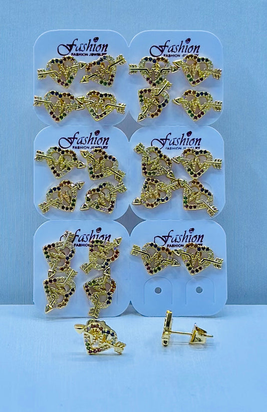Arete bronce enchapado por 12 pares.