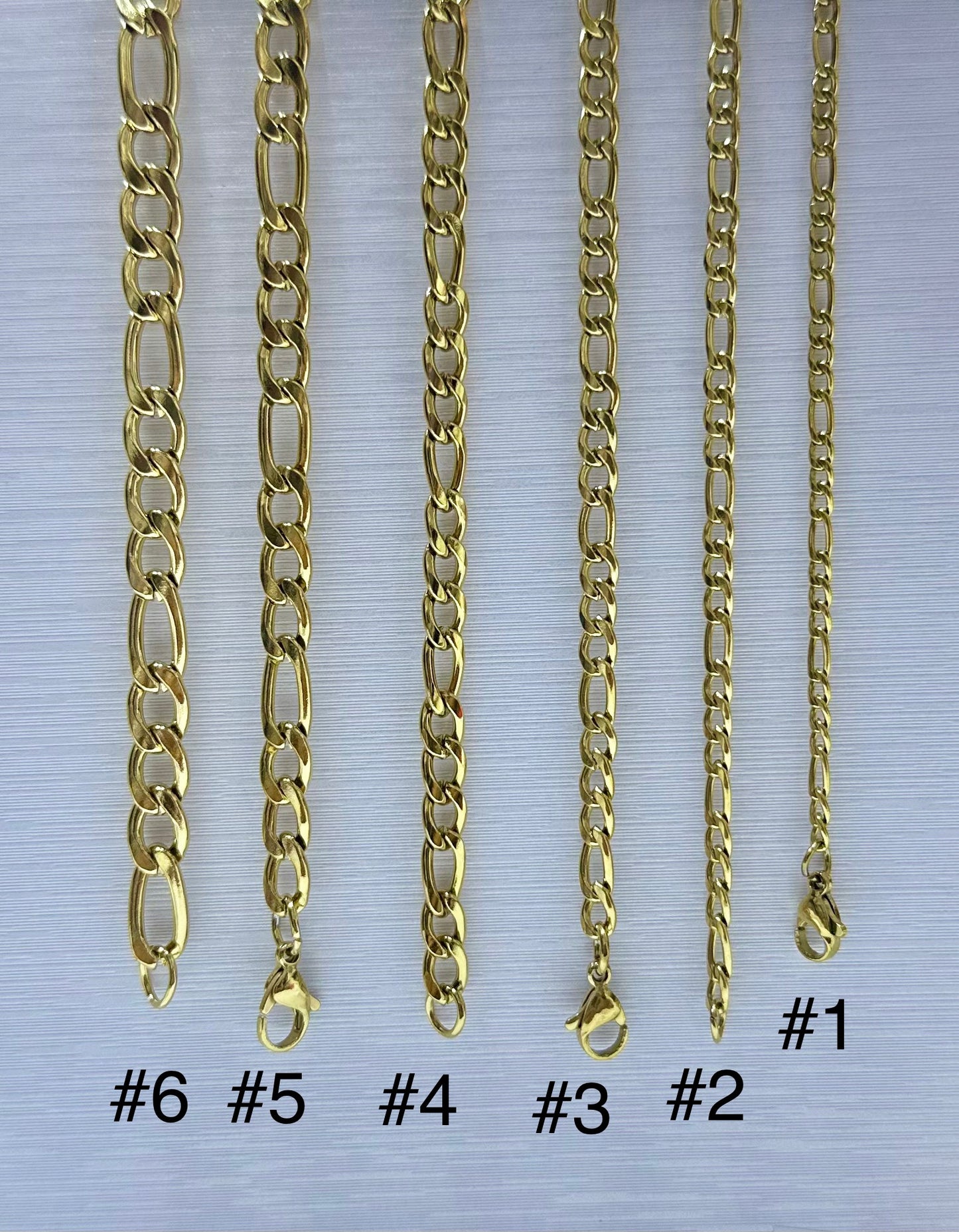 Collar cartier en acero dorado de varón #6 (60cm) por 12 und.