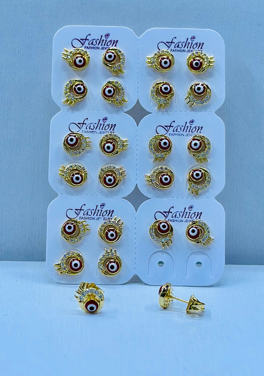 Arete bronce enchapado por 12 pares.
