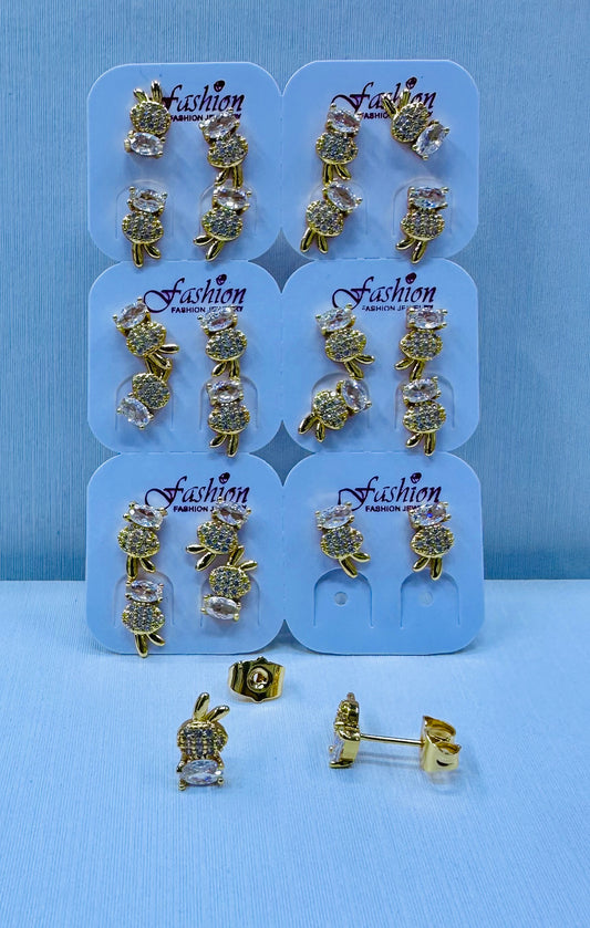 Arete bronce enchapado por 12 pares.
