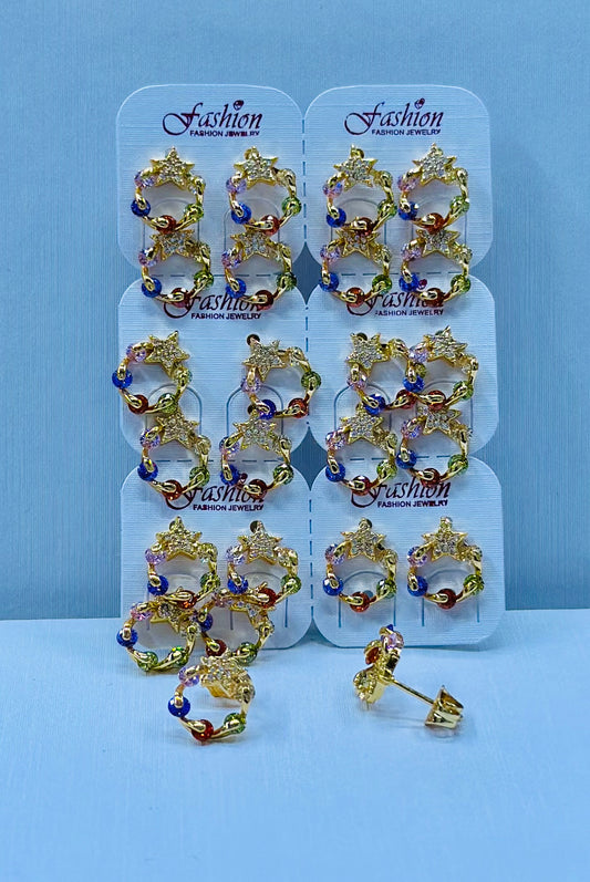 Arete bronce enchapado por 12 pares.