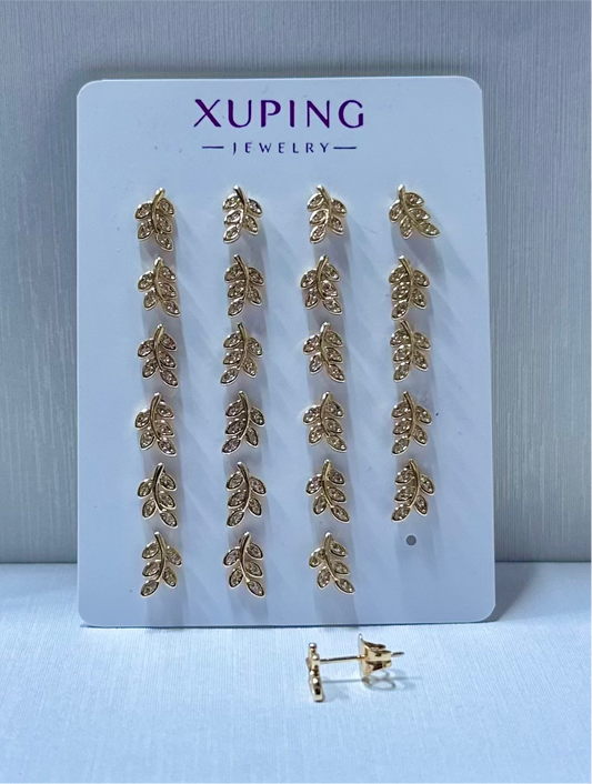 Arete hojita 🍃 en xuping (por 1 par)