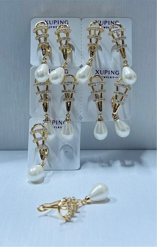 Arete con piedras y perla en xuping (por 1 par)