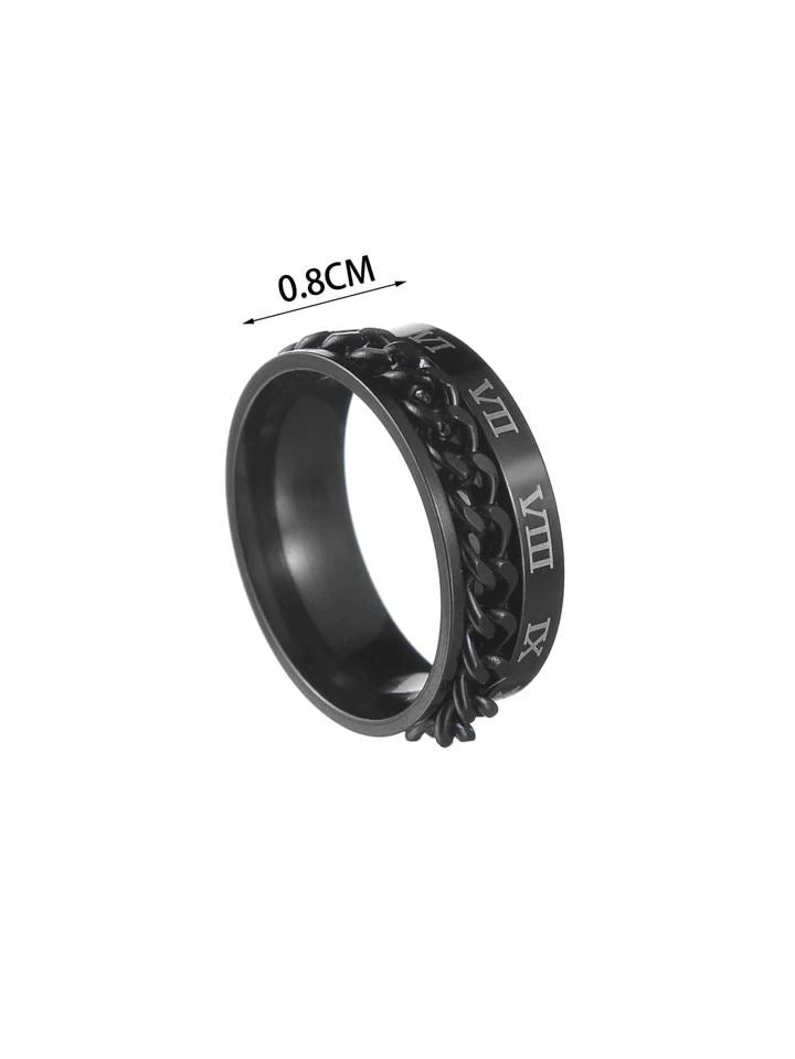 Anillo negro con cadena giratoria por 36 Und.