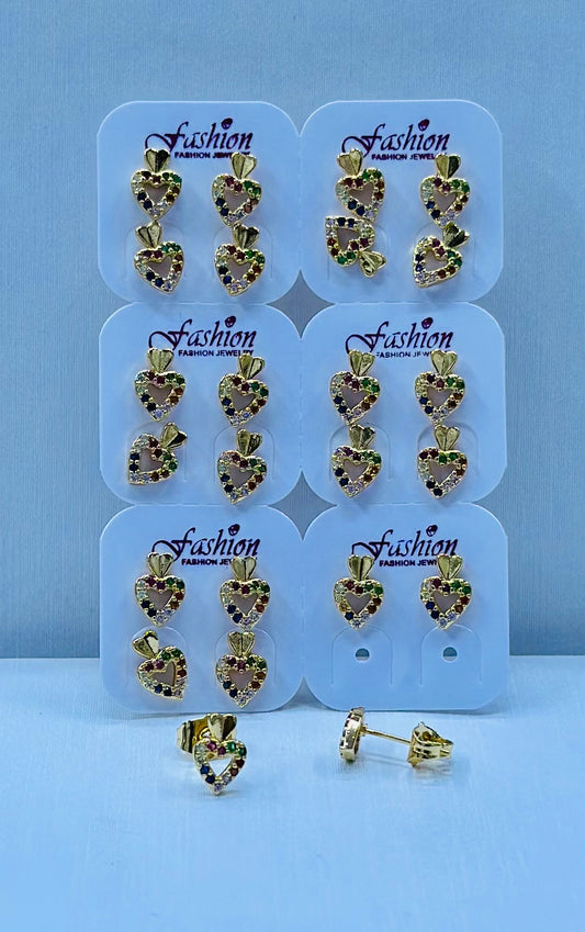 Arete bronce enchapado por 12 pares.