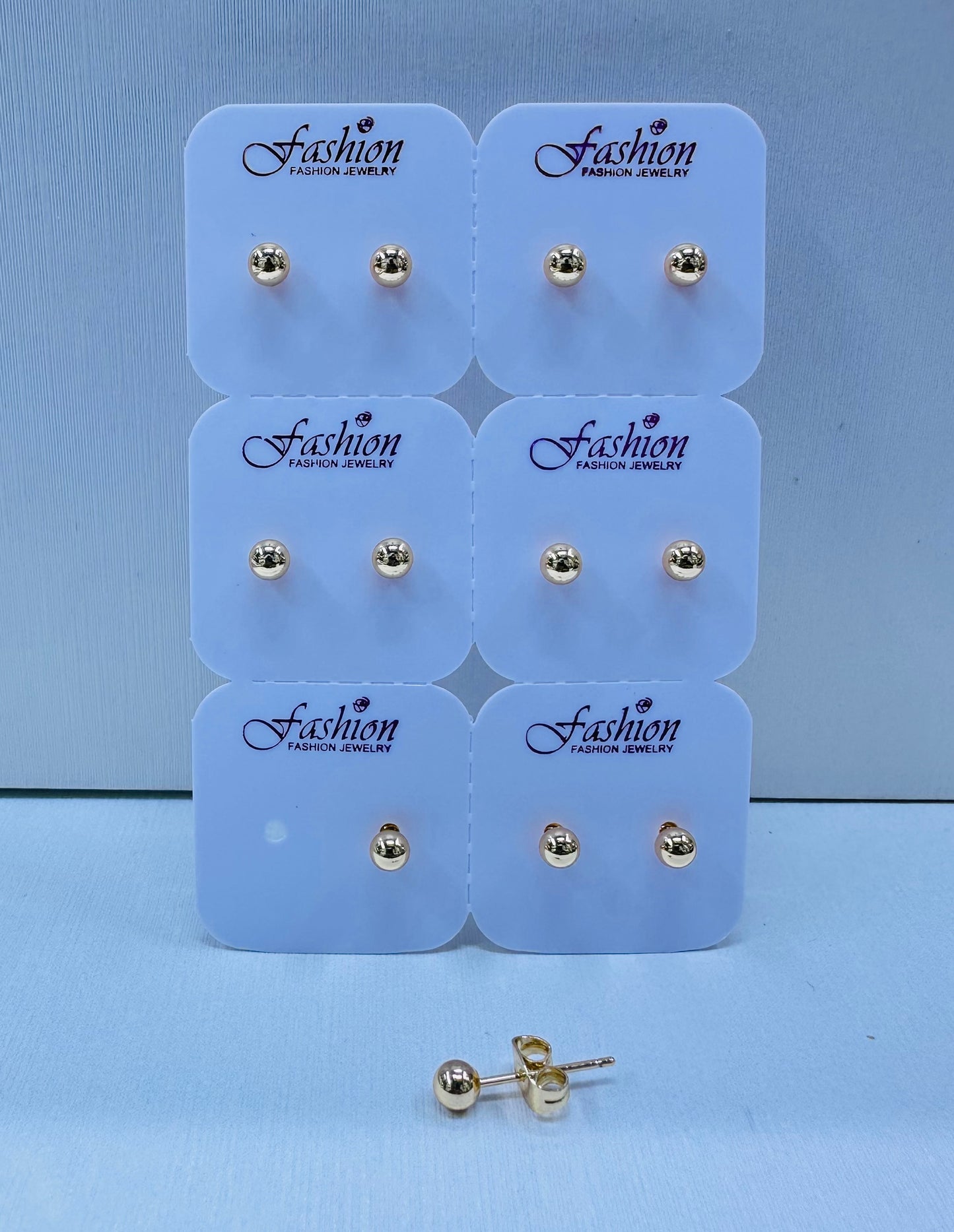 Arete bola #2 color 18k rosa por 6 pares