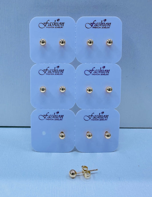 Arete bola #2 color 18k rosa por 6 pares